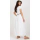Fusta cu volane si curea, din vascoza, lunga, alba, fluida, Amrita Fusta cu volane si curea, din vascoza, lunga, alba, fluida, Amrita 5 - jojofashion.ro