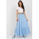 Fusta cu volane si curea, din vascoza, lunga, bleu, fluida, Amrita Fusta cu volane si curea, din vascoza, lunga, bleu, fluida, Amrita 4 - jojofashion.ro