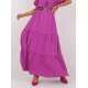 Fusta cu volane si curea, din vascoza, lunga, roz magenta, fluida, Amrita Fusta cu volane si curea, din vascoza, lunga, roz magenta, fluida, Amrita 2 - jojofashion.ro