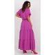 Fusta cu volane si curea, din vascoza, lunga, roz magenta, fluida, Amrita Fusta cu volane si curea, din vascoza, lunga, roz magenta, fluida, Amrita 5 - jojofashion.ro