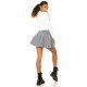 Fusta dama casual vascoza, scurta, alba cu imprimeu pepit skater Taylla 5 - jojofashion.ro