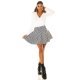 Fusta dama casual vascoza, scurta, alba cu imprimeu pepit skater Taylla 6 - jojofashion.ro