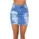 Fusta mulata blugi scurta bleu cu aspect uzat Fabiana 2 - jojofashion.ro