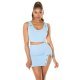 Fusta mulata scurta bleu cu lanturi Constance Fusta mulata scurta bleu cu lanturi Constance 7 - jojofashion.ro