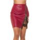 Fusta piele eco scurta burgundy cu dantela Essie Fusta piele eco scurta burgundy cu dantela Essie 2 - jojofashion.ro