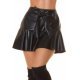 Fusta dama skort, wetlook, scurta, neagra, cu volan, in clos, Feliciana 2 - jojofashion.ro