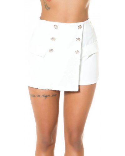 Fusta dama skort scurta alba Catarina - jojofashion.ro