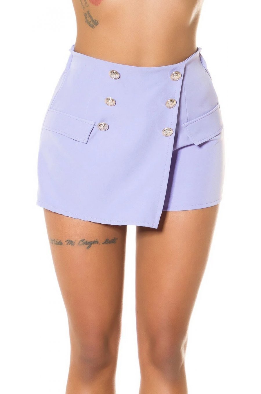 Fusta dama skort scurta lila lavanda Catarina 1 - jojofashion.ro