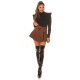 Fusta dama skort, scurta, maro, cu volan, in clos, Valencia Fusta dama skort, scurta, maro, cu volan, in clos, Valencia 4 - jojofashion.ro