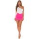 Fusta dama skort, scurta, roz, cu talie inalta si nasturi decorativi, Shayka 4 - jojofashion.ro