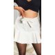 Fusta dama skort, wetlook, scurta, bej, cu volan, in clos, Feliciana 2 - jojofashion.ro