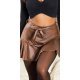 Fusta dama skort, wetlook, scurta, maro, cu volan, in clos, Feliciana 2 - jojofashion.ro