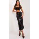 Fusta din paiete, lunga, neagra, mulata, cu talia inalta, Maisah 3 - jojofashion.ro