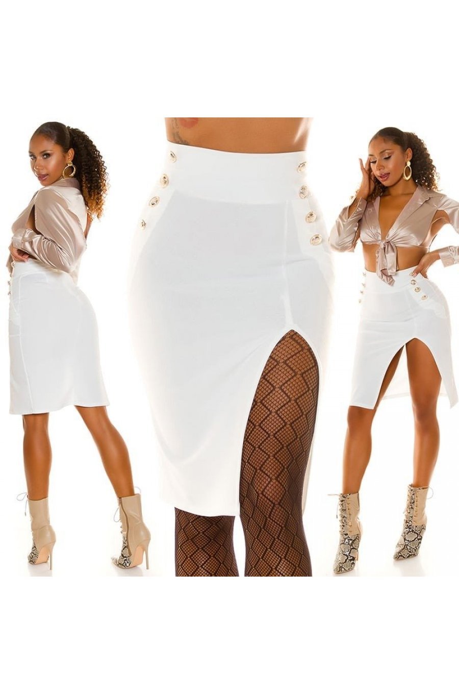 Fusta eleganta midi, alba, crapata pe picior Miray Fusta eleganta midi, alba, crapata pe picior Miray 7 - jojofashion.ro