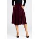Fusta evazata din catifea, midi, burgundy, cu talia inalta si buzunare, Barril 2 - jojofashion.ro