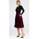Fusta evazata din catifea, midi, burgundy, cu talia inalta si buzunare, Barril 3 - jojofashion.ro
