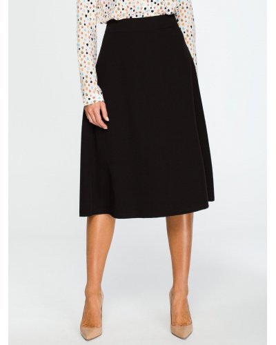 Fusta evazata eleganta midi, neagra, clasica, Hameeda - jojofashion.ro