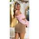 Fusta mulata, din bumbac, scurta, cappuccino, Kantrell Fusta mulata, din bumbac, scurta, cappuccino, Kantrell 4 - jojofashion.ro