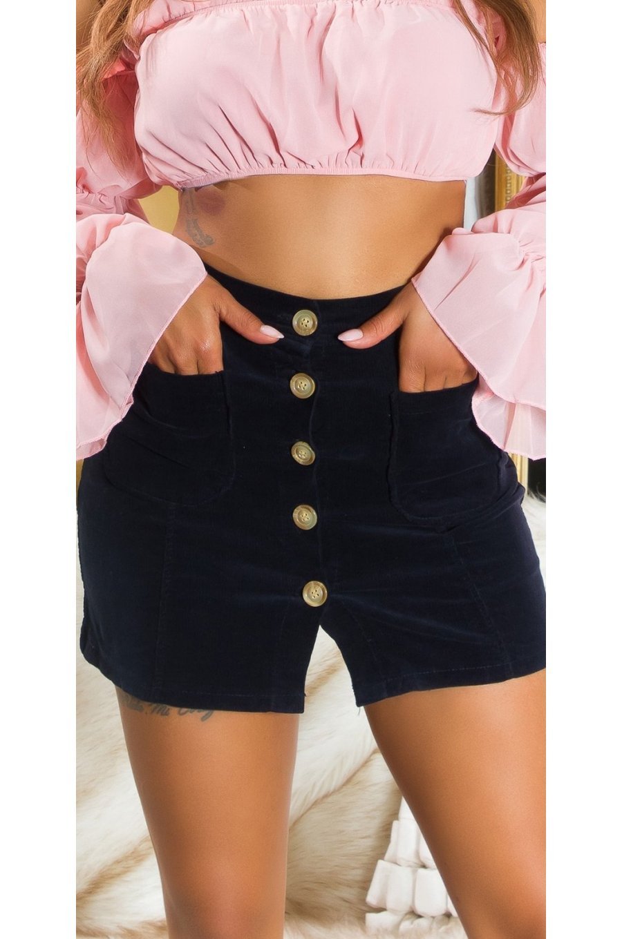 Fusta mulata, din bumbac, scurta, neagra, Kantrell Fusta mulata, din bumbac, scurta, neagra, Kantrell 1 - jojofashion.ro