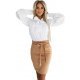 Fusta mulata din imitatie de piele intoarsa midi bej Cristiana 2 - jojofashion.ro