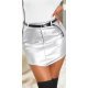 Fusta mulata din piele eco, argintie, scurta, Dare Fusta mulata din piele eco, argintie, scurta, Dare 2 - jojofashion.ro