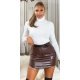 Fusta mulata din piele eco, maro, scurta, Dare Fusta mulata din piele eco, maro, scurta, Dare 4 - jojofashion.ro