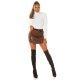 Fusta mulata din piele eco, maro, scurta, Dare Fusta mulata din piele eco, maro, scurta, Dare 5 - jojofashion.ro