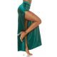 Fusta mulata, din satin, lunga, verde, crapata pe picior, Osanna 3 - jojofashion.ro