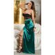 Fusta mulata, din satin, lunga, verde, crapata pe picior, Osanna 4 - jojofashion.ro