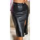Fusta mulata, imitatie piele, midi, neagra, crapata pe picior, Lolitte 2 - jojofashion.ro