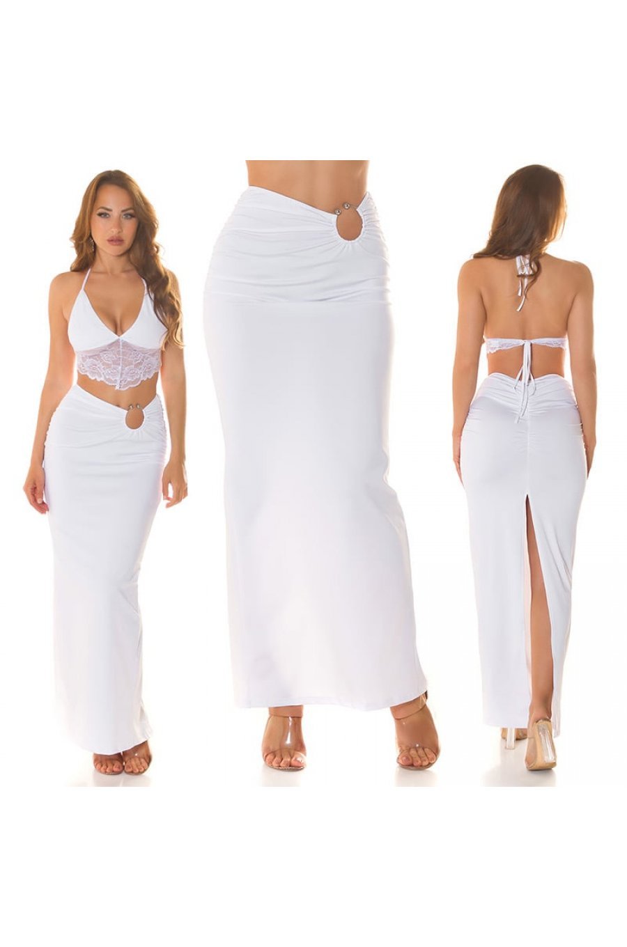 Fusta mulata lunga, alba, cu inel in talie, Zakiyya Fusta mulata lunga, alba, cu inel in talie, Zakiyya 5 - jojofashion.ro