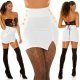 Fusta mulata, scurta, alba, cu talia inalta si nasturi aurii, Tiffany 8 - jojofashion.ro