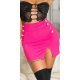 Fusta mulata, scurta, roz fucsia, cu talia inalta si nasturi aurii, Tiffany Fusta mulata, scurta, roz fucsia, cu talia inalta si nasturi aurii, Tiffany 4 - jojofashion.ro