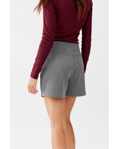 Fusta pantalon scurta, gri, drapata, SeleneR Fuste dama, Fusta pantalon scurta, gri, drapata, SeleneR - jojofashion.ro
