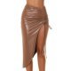 Fusta piele eco midi maro drapata crapata pe picior Kirsley 2 - jojofashion.ro