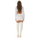 Fusta piele eco, scurta, alba, mulata, cu centura si fermoar, Aurellie 7 - jojofashion.ro