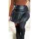 Fusta plisata, din piele eco, scurta, neagra, cu talia inalta, Dreeya Fusta plisata, din piele eco, scurta, neagra, cu talia inalta, Dreeya 2 - jojofashion.ro