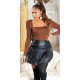 Fusta plisata, din piele eco, scurta, neagra, cu talia inalta, Dreeya Fusta plisata, din piele eco, scurta, neagra, cu talia inalta, Dreeya 4 - jojofashion.ro