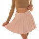 Fusta plisata skater, din vascoza, scurta, cappuccino, cu talia inalta, Colette 2 - jojofashion.ro