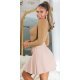 Fusta plisata skater, din vascoza, scurta, cappuccino, cu talia inalta, Colette 3 - jojofashion.ro