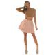 Fusta plisata skater, din vascoza, scurta, cappuccino, cu talia inalta, Colette 5 - jojofashion.ro