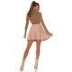 Fusta plisata skater, din vascoza, scurta, cappuccino, cu talia inalta, Colette 7 - jojofashion.ro
