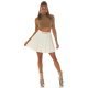 Fusta plisata skater, din vascoza, scurta, crem, cu talia inalta, Colette 8 - jojofashion.ro