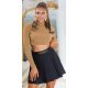 Fusta plisata skater, din vascoza, scurta, neagra, cu talia inalta, Colette 4 - jojofashion.ro
