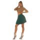 Fusta plisata skater, din vascoza, scurta, verde, cu talia inalta, Colette 6 - jojofashion.ro