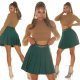 Fusta plisata skater, din vascoza, scurta, verde, cu talia inalta, Colette 9 - jojofashion.ro