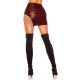 Fusta mulata scurta burgundy WetLook cu franjuri metalici argintii Anelie 5 - jojofashion.ro