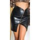 Fusta scurta, din piele eco, neagra, mulata, cu fermoar in fata, Mishelle 2 - jojofashion.ro