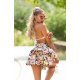 Fusta scurta in clos, neagra cu flori, cu volane suprapuse, Kamila 3 - jojofashion.ro