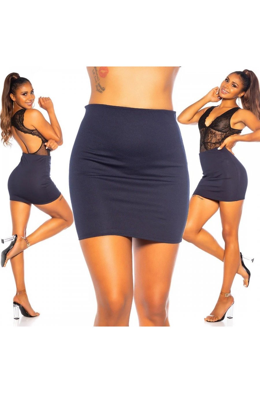 Fusta mulata vascoza scurta bleumarin navy Desmone 6 - jojofashion.ro